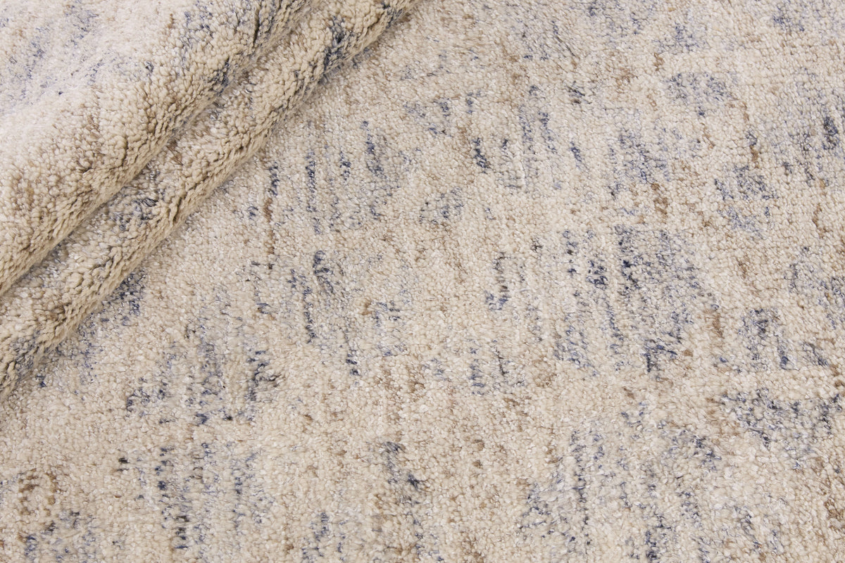 Tapis Laine & Viscose Crème et Gris Bleu - Ricordo, détail du tissage