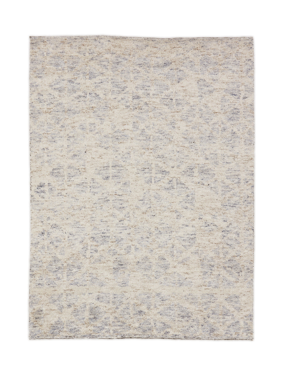 Woll-Viskose-Teppich Creme & Blaugrau - Ricordo vollständig von oben gesehen