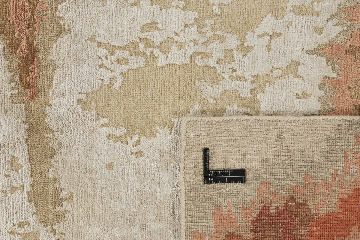 Tapis Laine & Viscose Ivoire et Terracotta - Arenaria, gros plan sur la texture