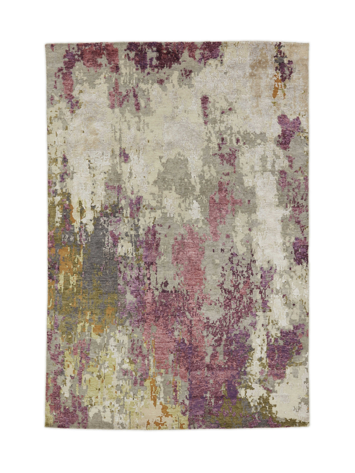 Plum & Ivory Wool & Viscose Rug - Ametista seen from above in full