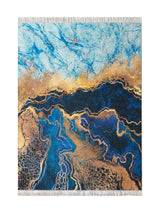 Tapis Lavable Design Bleu Doré - Terrazzo N°2