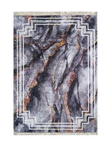Tapis Lavable Design Gris et Or - Terrazzo