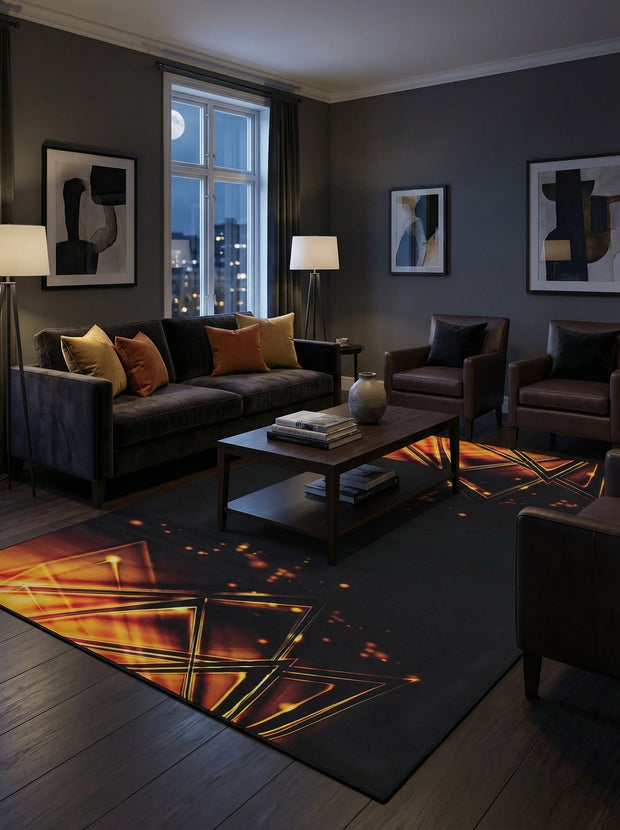 Wasbaar vloerkleed Design Zwart en Koper - Onyx