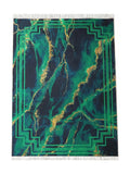 Tapis Lavable Design Vert et Or - Terrazzo