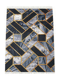 Tapis Lavable Géométrique Gris et Or - Onyx