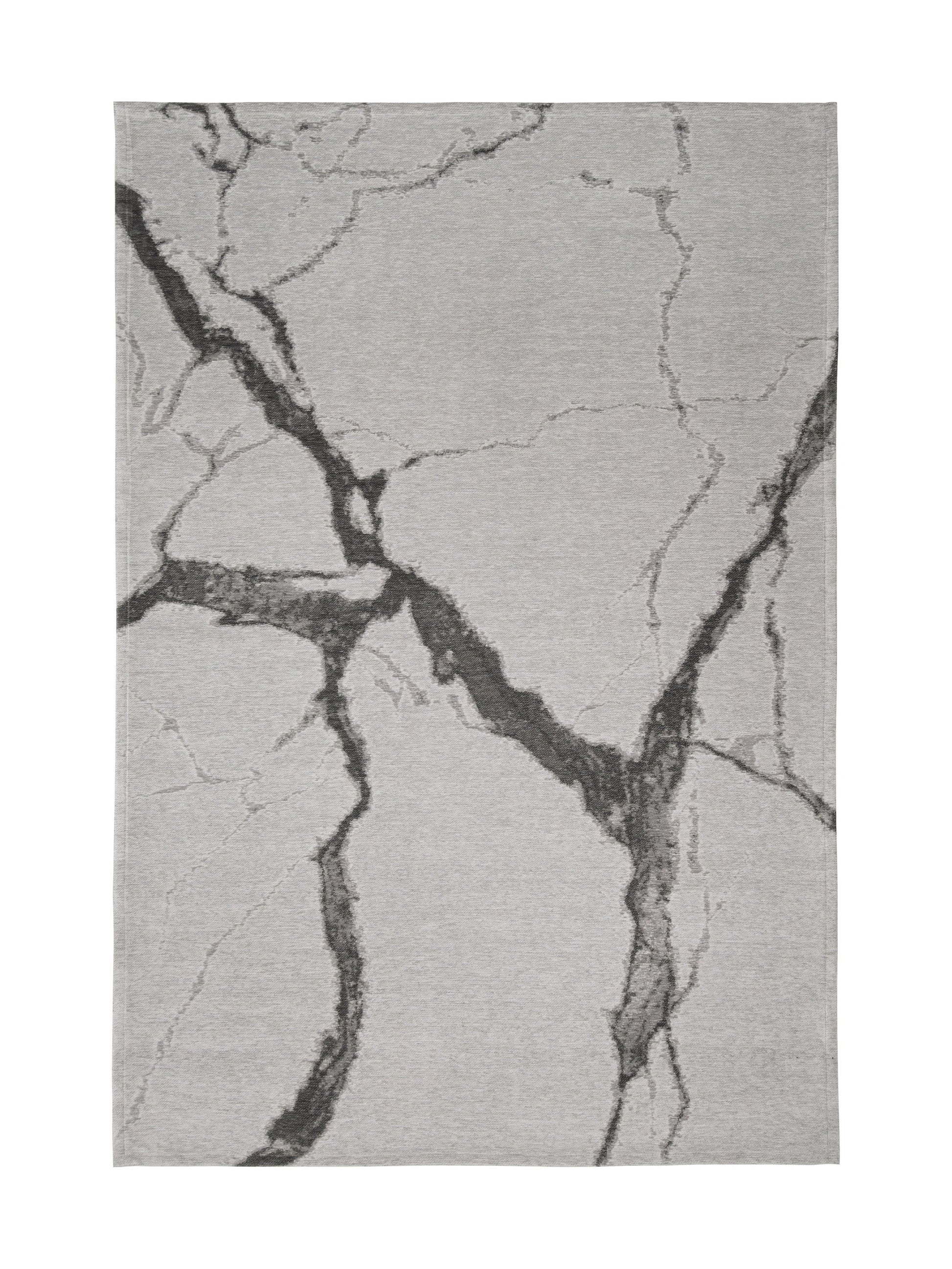 Tapis rectangulaire gris avec motif veiné noir, style contemporain, pour salon ou chambre