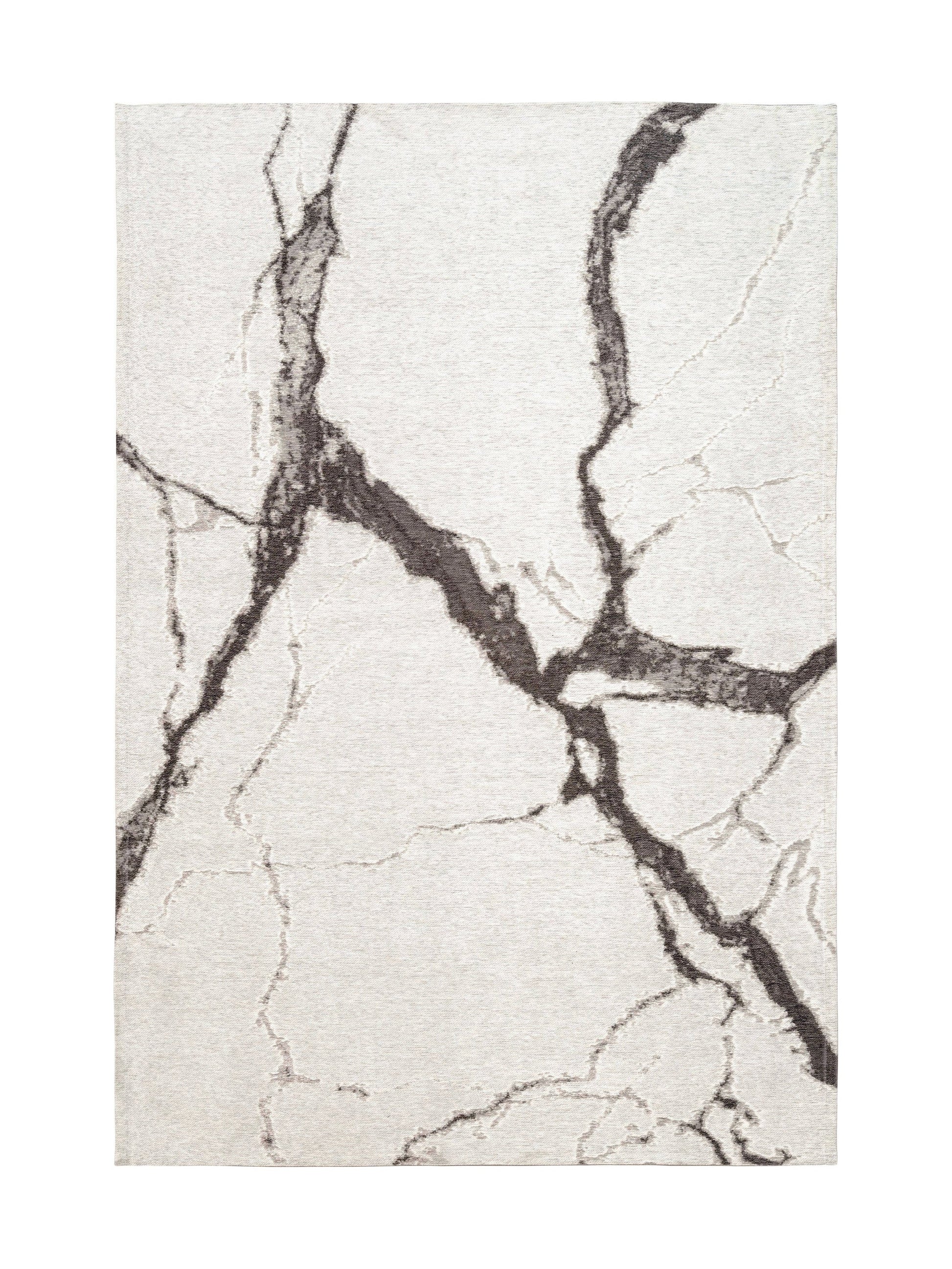 Tapis rectangulaire ivoire avec motif veiné gris foncé, style contemporain, ambiance moderne