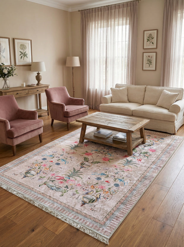 Waschbarer Orientteppich Beige und Bunt - Terrazzo