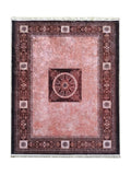 Tapis Lavable Oriental Rose et Bordeaux - Terrazzo