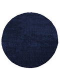 Tapis Lavable Rond Shaggy Bleu Marine - Sahel
