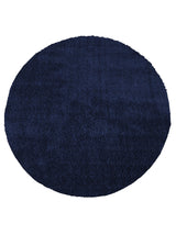 Tapis Lavable Rond Shaggy Bleu Marine - Sahel