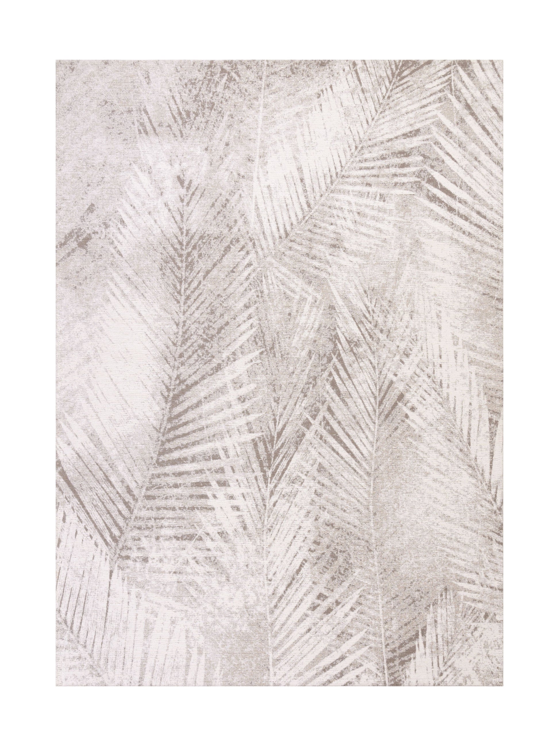 Tapis rectangulaire beige avec motif de feuilles de palmier dans un style naturel et apaisant