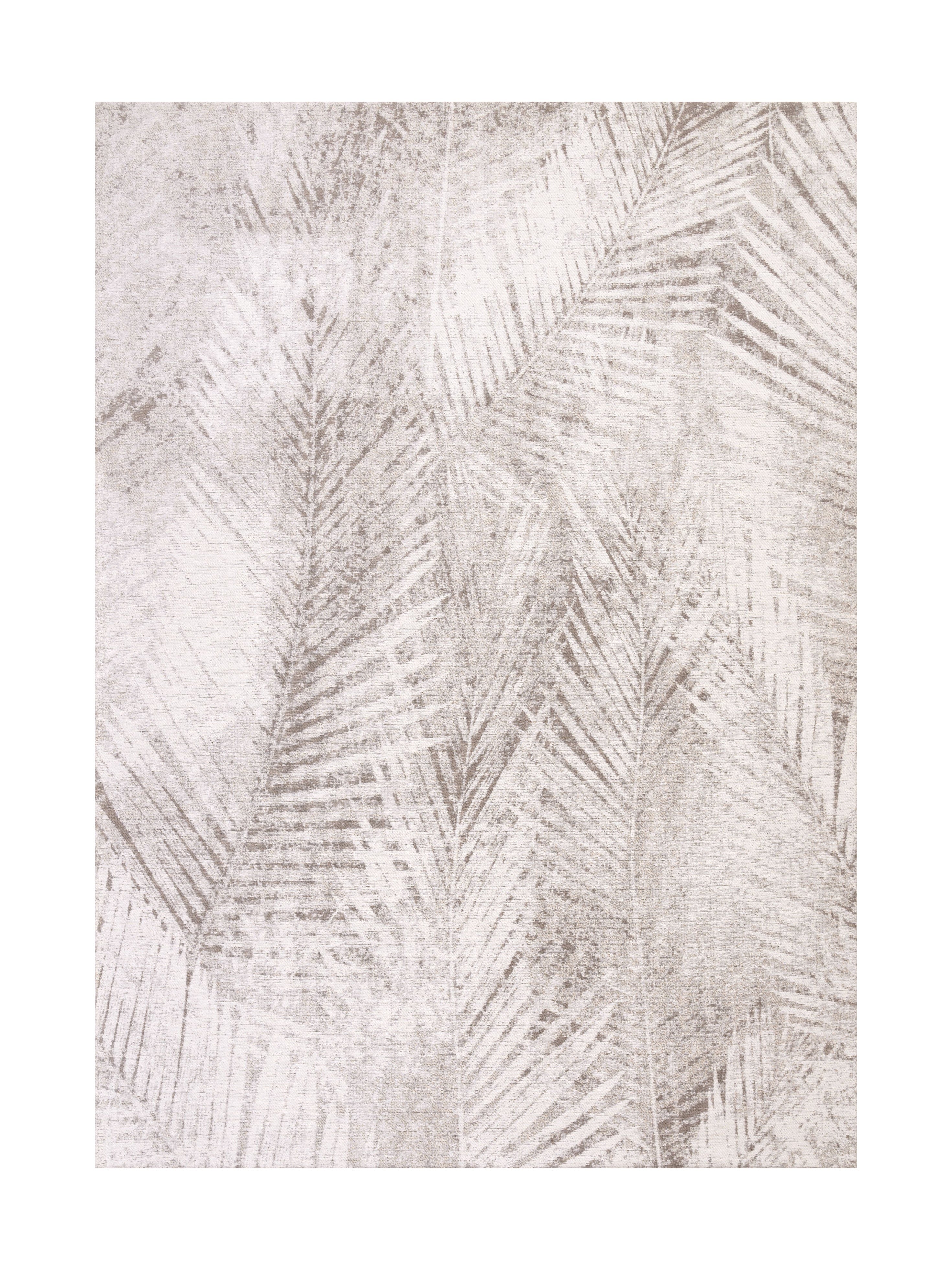 Tapis rectangulaire beige avec motif de feuilles de palmier dans un style naturel et apaisant