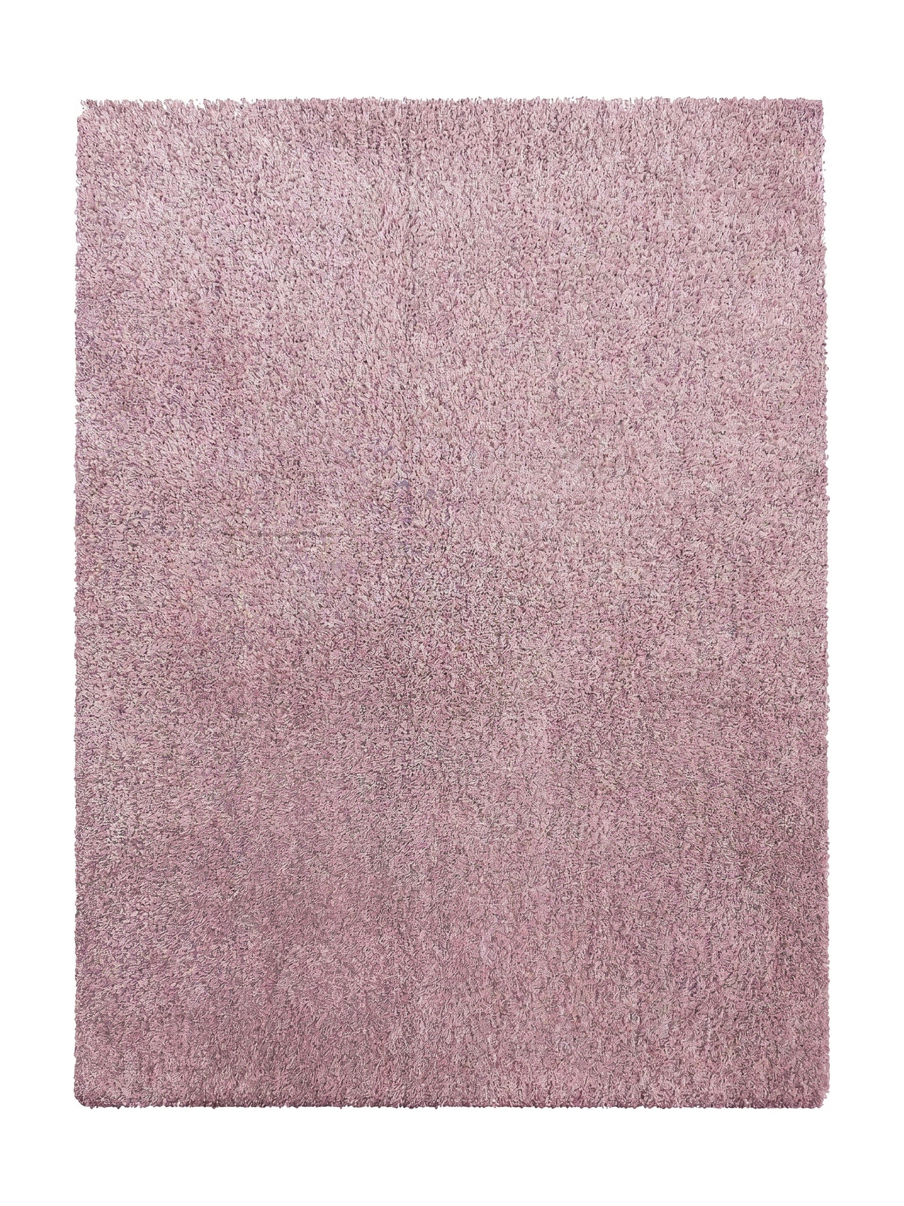 Tapis shaggy rectangulaire rose pâle à poils longs, offrant une texture douce et moelleuse