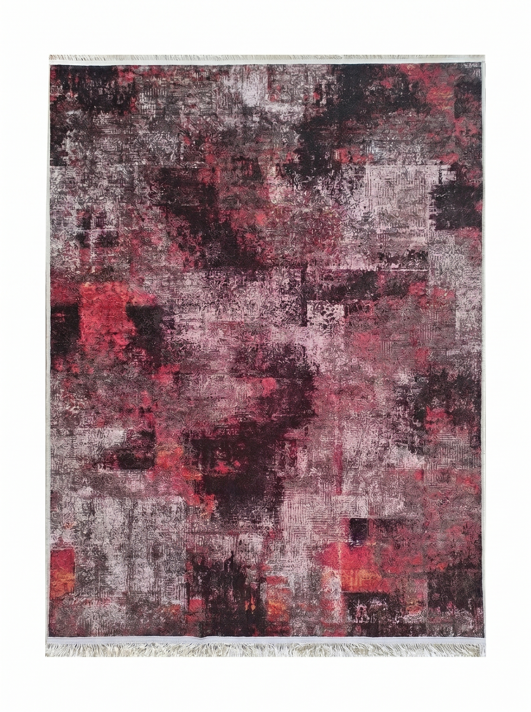 Tapis Lavable Vintage Bordeaux et Gris - Terrazzo