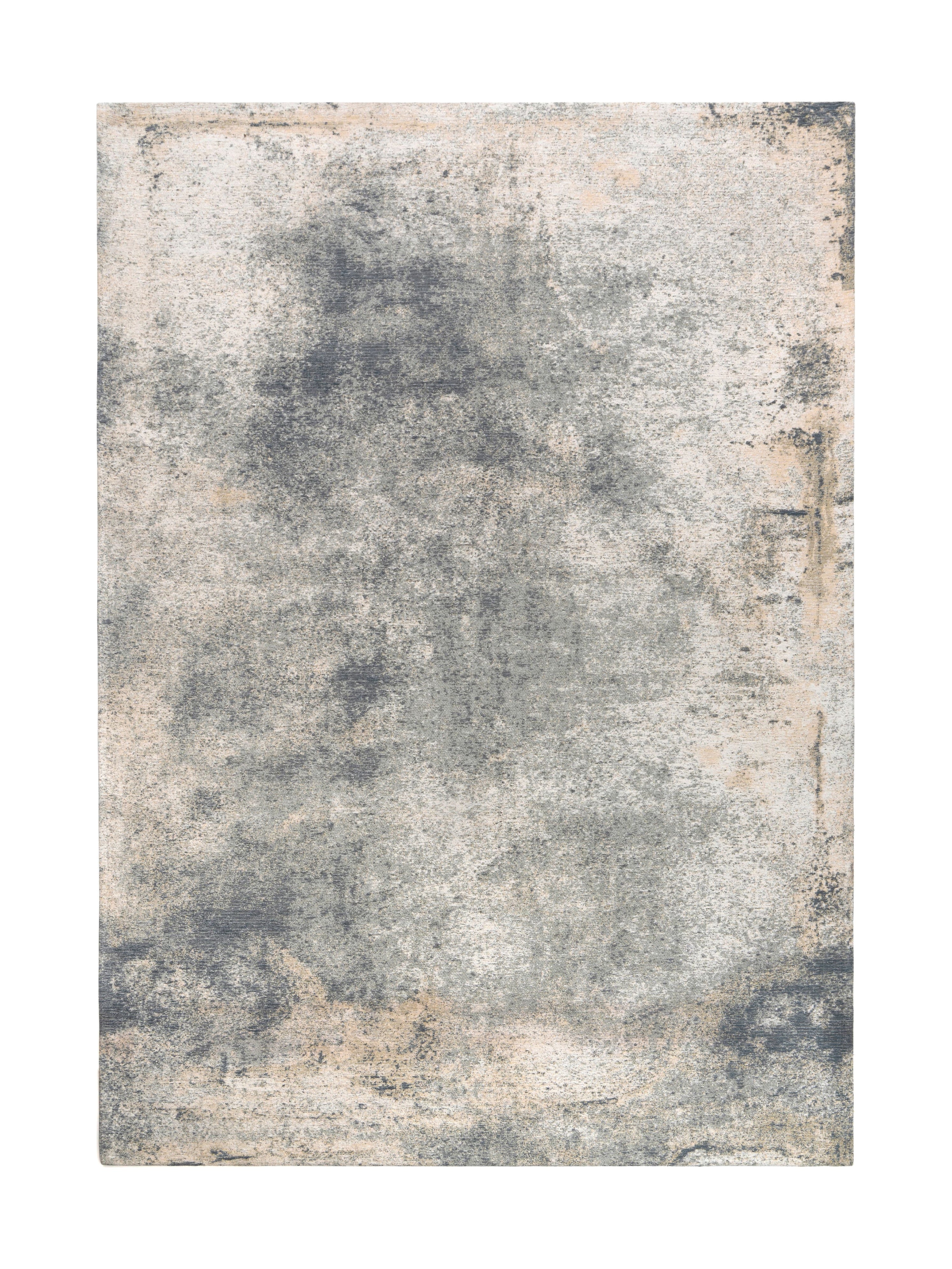 Tapis rectangulaire au motif abstrait, gris et beige, ambiance moderne