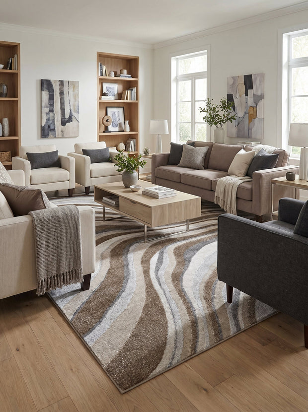 Tapis Moderne Crème & Marron - Capri