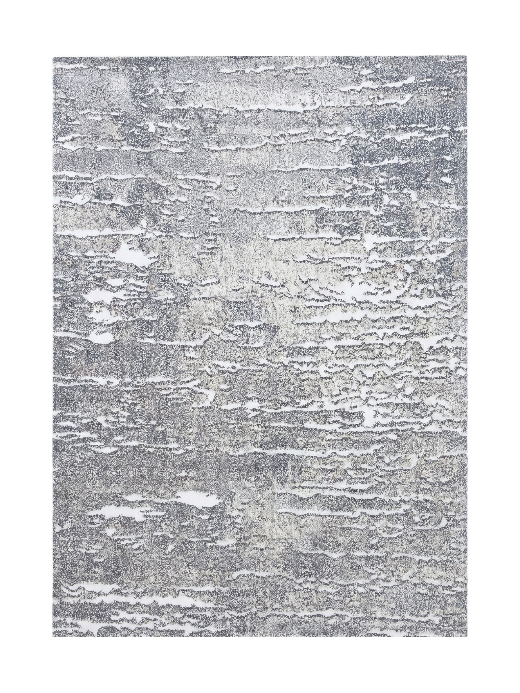 Tapis en textile doux gris foncé et clair avec un motif abstrait de lignes ondulées irrégulières