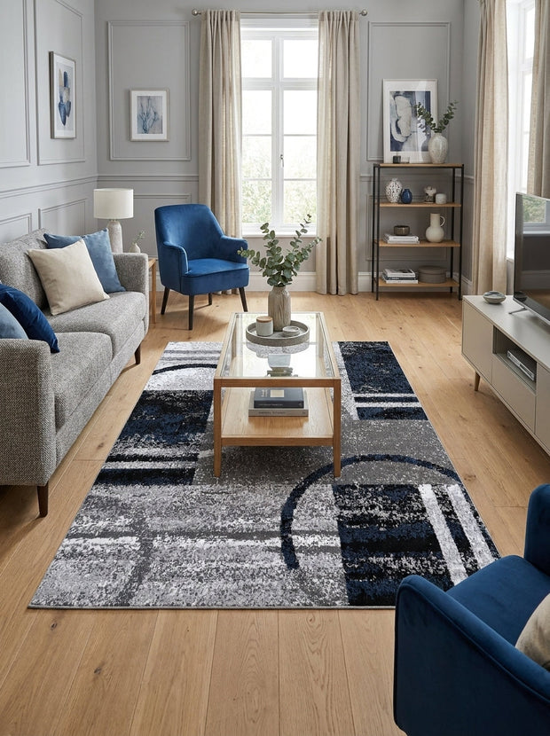 Tapis Moderne Gris & Bleu - Camden