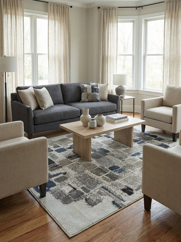 Teppich Modern Grau und Blau - Fidelia