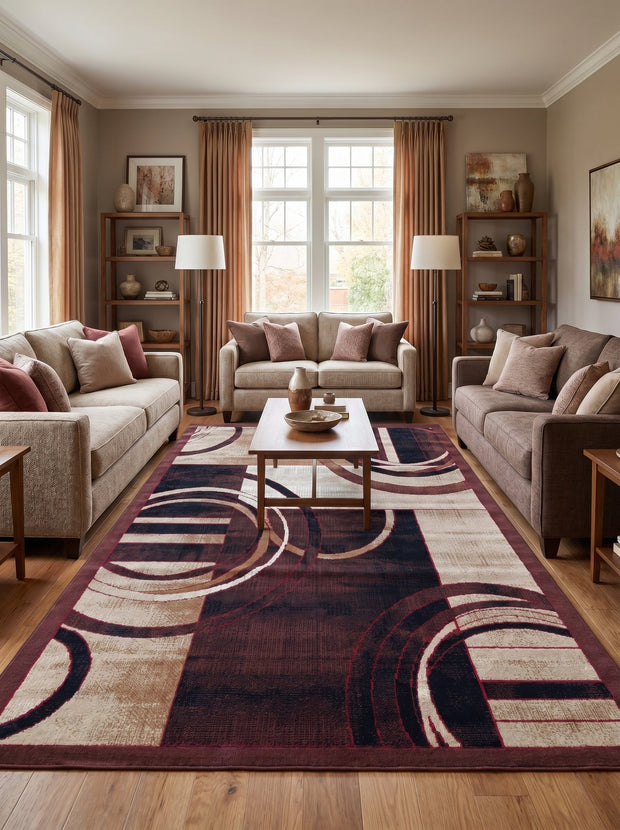 Tapis Moderne Marron & Crème - Valore