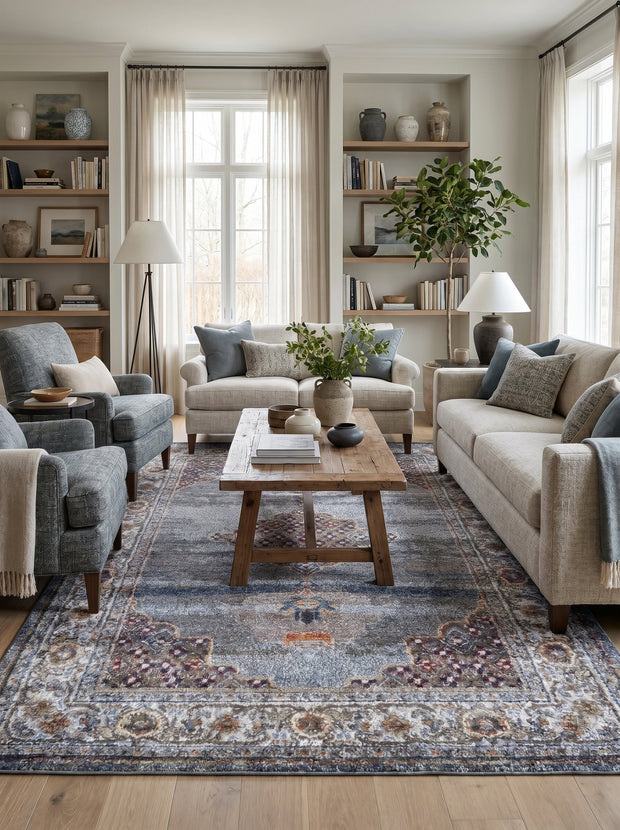 Tapis Oriental Bleu & Multicolore - Toscane