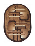 Tapis Ovale Moderne Géométrique Beige & Marron - Valore