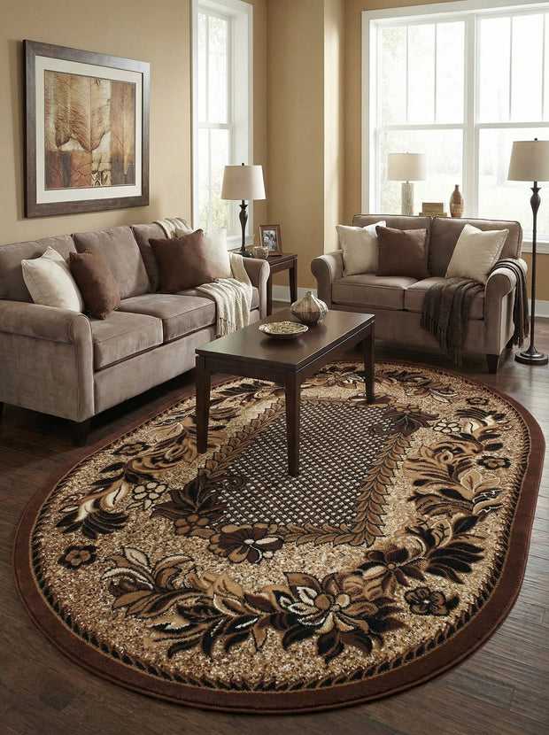 Oosters vloerkleed Beige & Bruin Ovaal - Valore