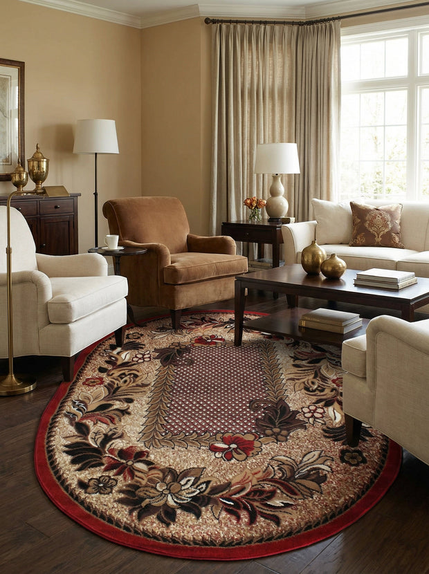Ovaler Orientteppich Rot & Beige - Valore