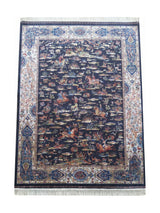 Tapis Persan en Soie Bleu Marine - Samara N°10