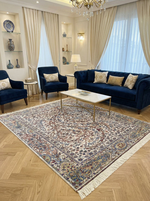 Perserteppich in Seidenoptik Creme - Samara Nr. 11