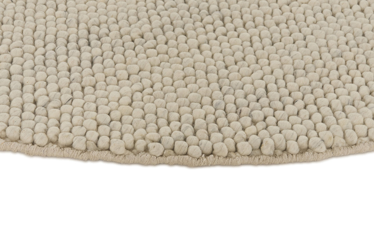 Tapis Rond 100% Laine Écru - Ciottolo, gros plan sur la texture