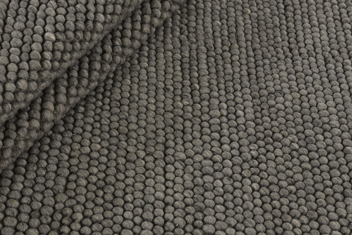 Wollteppich rund Anthrazitgrau - Ciottolo, Detail der Webstruktur