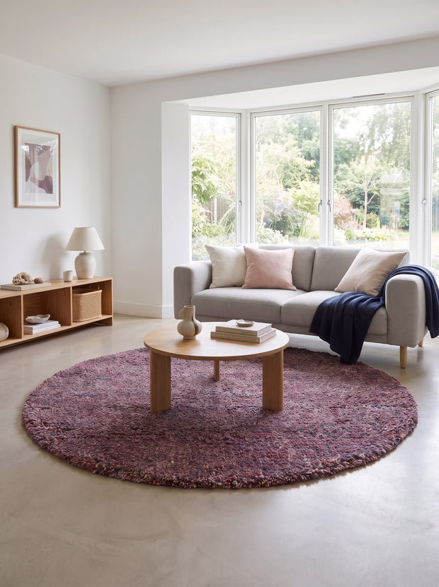Tapis Rond 100% Laine Violet Framboise - Folto