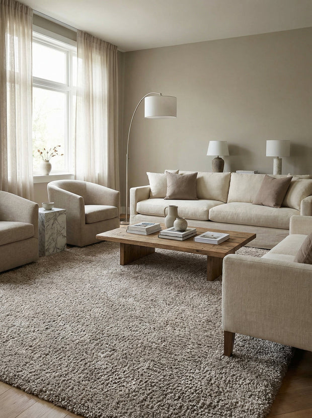 Shaggy vloerkleed Taupe - Calvino