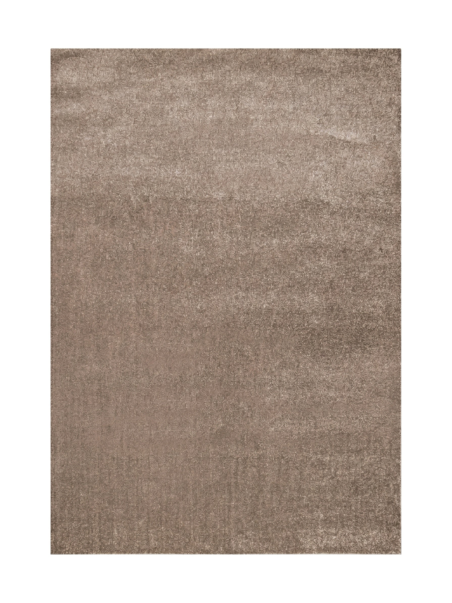 Tapis rectangulaire de couleur marron clair avec une texture douce et moelleuse aux reflets nuancés