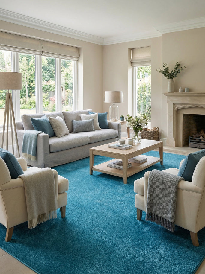 Plain Blue Rug - Ravello