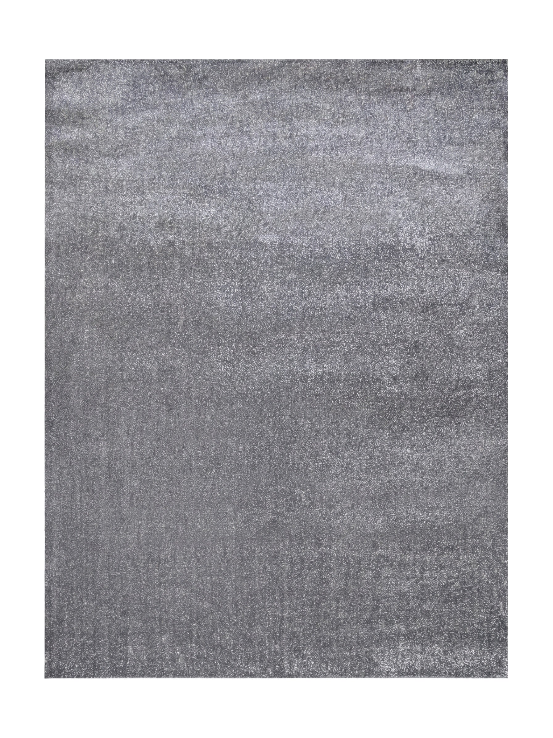 Tapis rectangulaire à poils longs de couleur gris anthracite, présentant une texture douce et un aspect légèrement moucheté