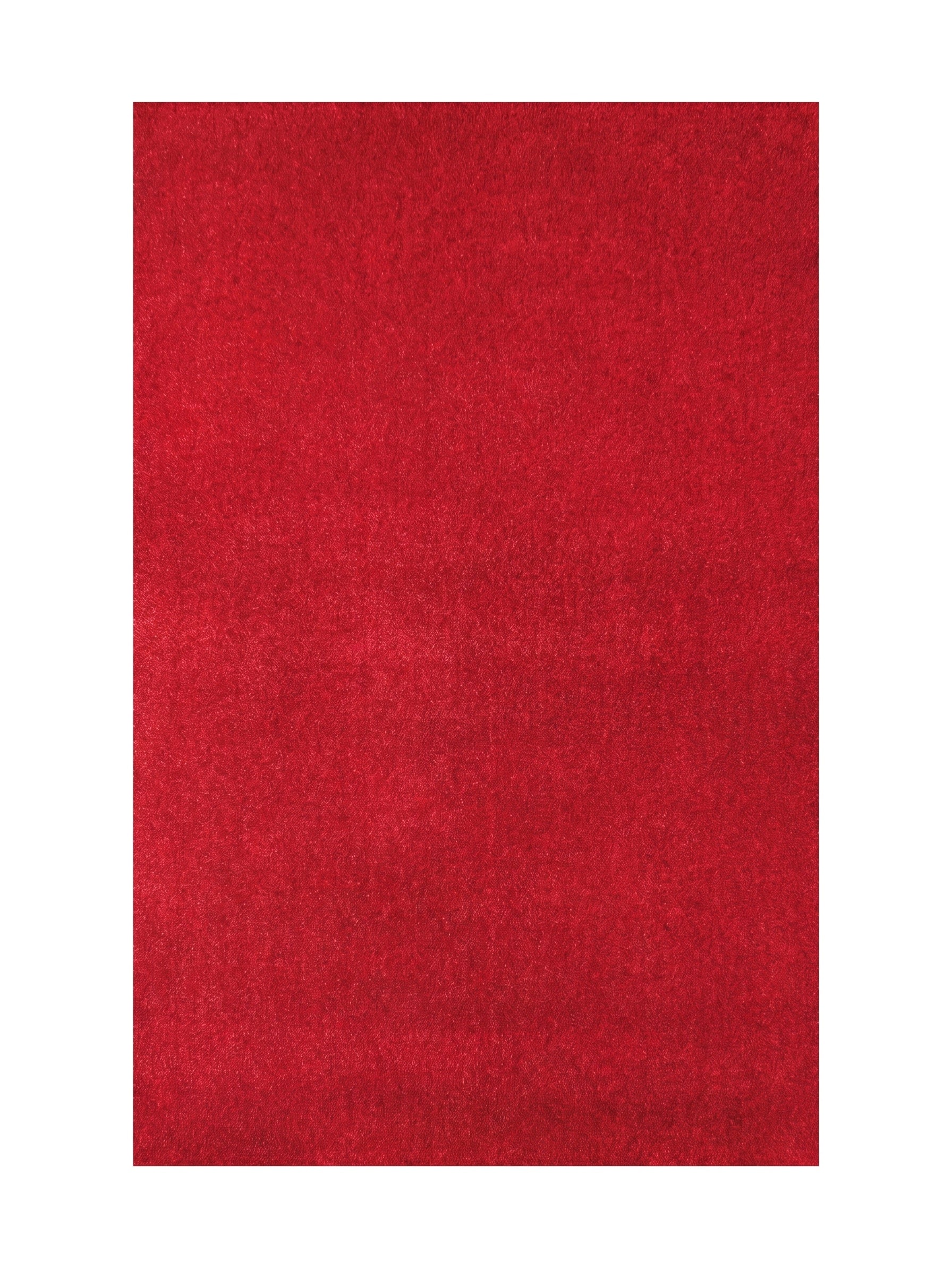 Tapis rectangulaire d'un rouge éclatant, présentant une surface texturée dense et uniforme, sur fond blanc