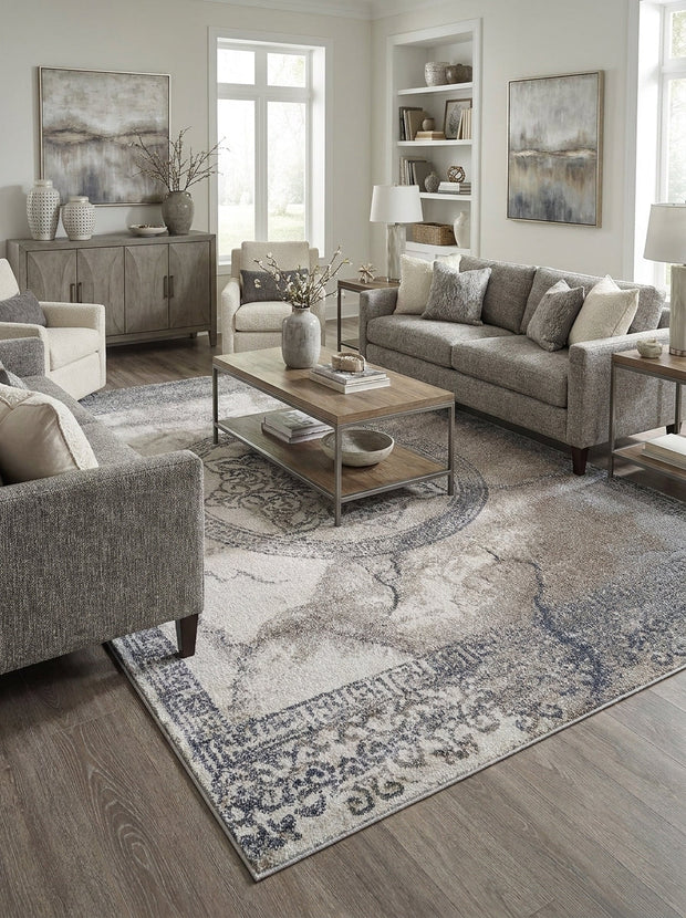 Tapis Vintage Beige & Gris - Mirador N°04